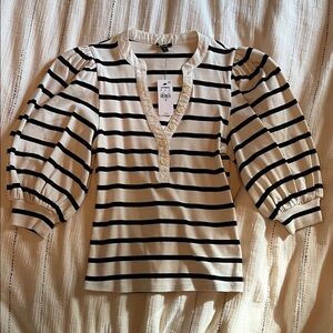 Express Black and White Striped Blouse